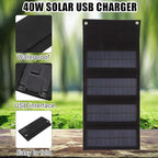 Jeanoko 1PCS 40W Foldable Solar Panel Charger, Low Light Solar Panel, High Conversion Efficiency for Backpacking for Camping,Portable Solar Panel Kit(Black)