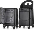 20'' Ride on Luggage Kids Rolling Suitcase with Seat & Aluminum Frame Back to School Gift for Student Travel(Black)