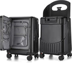 20'' Ride on Luggage Kids Rolling Suitcase with Seat & Aluminum Frame Back to School Gift for Student Travel(Black)