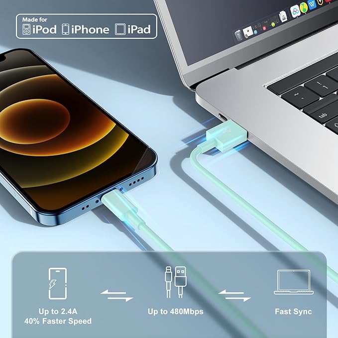 10ft iPhone Charger, [Apple Certified] Long Apple Charging Cord,10 Feet Original Lightning to USB Cable,10 Foot iPhone Charging Cable for iPhone 14 Pro Max/14/13 Pro/12 Mini/11/XS/XR/8/7/6S/5/SE,iPad