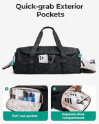 BAGSMART 4-IN-1 Duffle Bag for Travel, 40L Travel Bag Gym Duffle, TSA Carry on Backpack with Shoes Compartment & Wet Pocket, Water-resistant Workout Duffel, Black