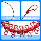 2 Pack Camping Clothesline Portable 12 Clothespins, Red Camping Accessories Travel Clothesline for Outdoor Indoor, Retractable Clothes Line Elastic Clothesline for Camper Hotel Room