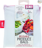 Joie Reusable Produce Bags 5pc Set, Sustainable, Nylon, Mesh, Machine Washable, Eco-Friendly, 5.5 x 6 inches