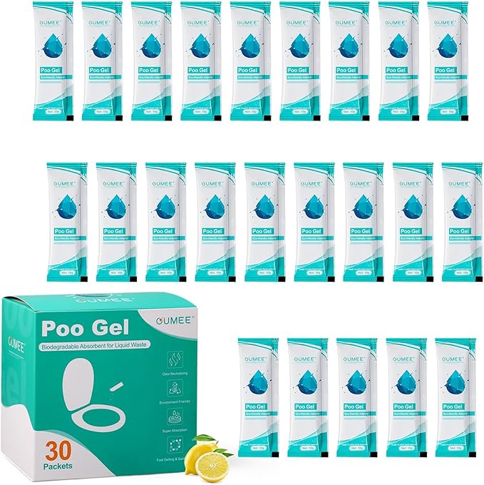 Lemon Portable Toilet Gel, Poo Gel for Potty, Camping Toilet Powder for Bucket, Eco Absorbent Gelling, Portable Urine Packets for Outdoor Recreation Suppliess(30)