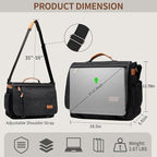 ESTARER Men's Messenger Bag 17.3 Inch Upgraded, Water-resistant Canvas Laptop Bag, Computer Shoulder Bag for College Travel Work, Dark Grey