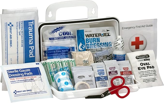 First Aid Only 90754 Bulk ANSI A 10-Person Emergency First Aid Kit for Home, Work, and Travel, 71 Pieces