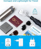 HANYCONY European Plug Adapter, US to Europe Power Adapter with 2 Outlets & 3 USB Ports (2 USB C), Type C Travel Adapter for Italy, Spain, France, Germany, Greece, Iceland, Essentials for Cruise Ship