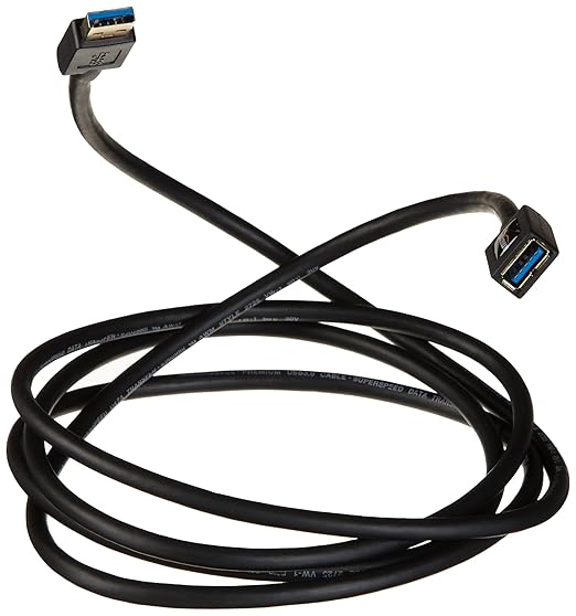 Amazon Basics USB 3.0 Extension Cable, A-Male to A-Female, 4.8Gbps High-Speed, Gold-Plated Connectors, 6.5 Foot, Black