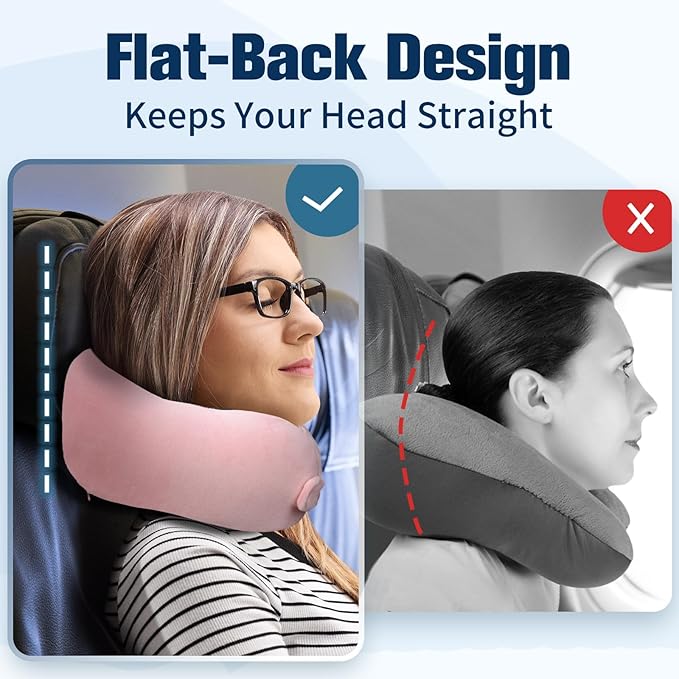 Cirorld Neck Pillow for Traveling, Travel Pillows for Airplanes,100% Pure Memory Foam Travel Neck Pillow, Adjustable Flight Pillow, Portable Plane Accessories with Eye Mask, Earplugs, Carry Bag