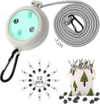 Portable Travel Clothesline Cord, Caudblor Adjustable 33ft Camping Clothes line, Laundry Drying Rope for Hotel Trip, Cruise, Outdoor/Indoor, with 12Pcs Stoppers, Windproof Clothespins