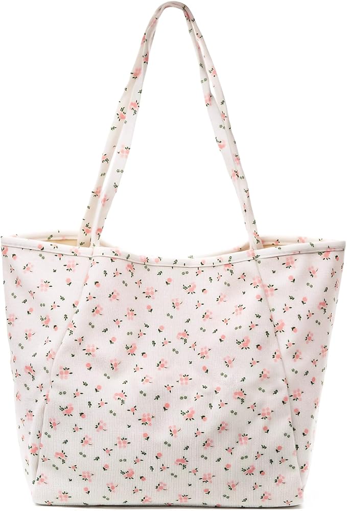 Long Keeper Corduroy Tote Bag for Women Girl Cute Large Tote Purse Reusable Canvas Shoulder Bag Handbag for Work Travel Gym