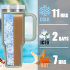 4 Pack 40 Oz Tumbler with Handle Bulk, Double Wall Vacuum Insulated Stainless Steel Tumbler with Lid and Straw, 40 oz cup with Silicone Spill Proof Stopper Set (Dark Green)