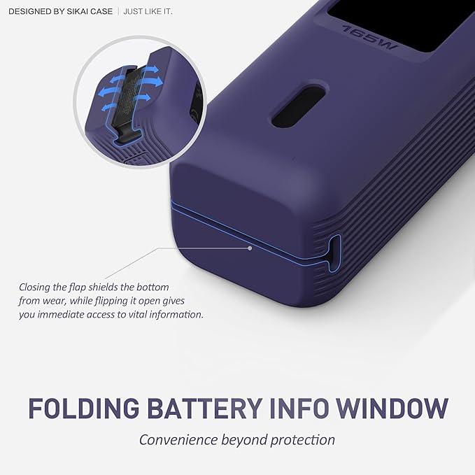 SIKAI CASE Silicone Case for Anker Laptop Power Bank (25,000mAh 165W) with 1/4" Nut Hole, SD/SIM Card Storage, Display Protection&Dustproof, Travel Protective Cover for Anker A1695 Power Bank (Purple)