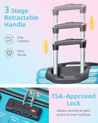 LARVENDER Carry on Luggage 22x14x9 Airline Approved, Expandable 20 Inch Hardside Suitcase with Wheels TSA Lock, PC+ABS Lightweight Carry on Suitcases for Women, Cotton Candy (20/DB/TB)