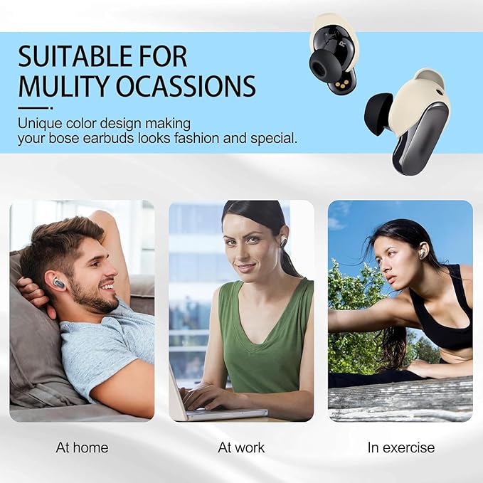 [3 Pairs] Ear Tips Cover for Bose QuietComfort Earbuds II (2022) &Bose QuietComfort Ultra Earbuds (2023), Silicone Sport Ear Hook Cover, Anti-Slip Replacement Eartip Accessories (S,M,L) (White)