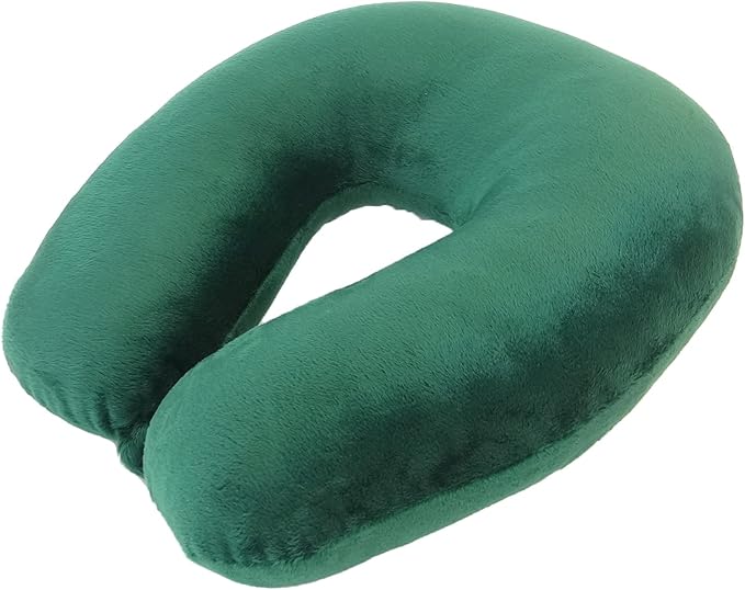 Wolf Essentials Adult Cozy Soft Microfiber Neck Pillow for Travel – Compact, Machine Washable - Perfect for Airplane, Car, or Home Use - Filled and Finished in The USA – Green