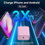 iPhone 17 16 15 Charger Fast Charging, 3 Pack PD 20W USB C Charger with 10FT Cord, USB C Cable Type C Chargers Block for iPhone 17/17 Pro/17 Pro Max/16/16 Plus/16 Pro/16 Pro Max/15/15 Pro（Pink）