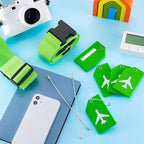 Weewooday 8 Pcs Luggage Straps Suitcase Tags Set for TSA Approved, 4 Travel Adjustable Suitcase Belt, 4 Silicone Luggage Tags with Name ID Card Travel Accessories(Fluorescent Green,Airplane)