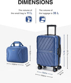 BAGSMART 2 Piece Luggage, 20 Inch Carry On Suitcase with Spinner Wheels, Polycarbonate Material, Blue