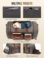 Canvas Duffle Bag for Travel 50L Expandable Travel Duffel Bags for Men Women Overnight Weekend Gym Bag with Shoes Compartment - Grey