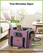 Morpilot Cat Carrier - Cat Carrier Soft for Medium or Large Cats up to 20lbs, with Dual-Sided Cushion, Secure Buckle and Foldable Bowl, Dog Carriers for Small Dogs(Purple)-17.3" L x 12.2" W x 13.4" H