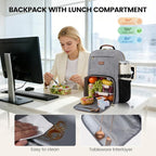 LOVEVOOK Lunch Backpack with Lunch Compartment,17 Inch Laptop Work Travel Insulated Cooler Backpack, Waterproof College Teacher Lunch Bag Box with Tumbler Holder,Gifts for Men Women,Grey-Black-Brown
