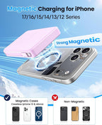 Magnetic Portable Charger, 22.5W Power Bank Fast Charging 10000mAh, Portable Charger with Built in Cable, for Magsafe Battery Pack Compatible with iPhone 17/16/15/14/13/12 Pro/Pro Max Purple