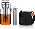 Bincoo Glass Cold Brew Coffee Maker with Extended Fine Mesh Filter, Tea Infuser Bottle Iced Coffee Maker with Thick Borosilicate Glass (500ml/17oz)