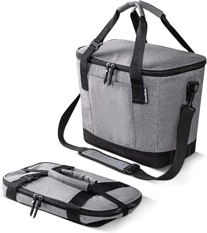 CleverMade Tahoe Collapsible Cooler Bag – Medium Portable Cooler Bag for Travel, Foldable Insulated Cooler for Beach, Picnic & Road Trips, Holds Up to 30 Cans, Leakproof Soft Carry Cooler