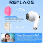 4 Pairs Replacement Ear Tips for AirPods Pro 2nd/1st Generation with Portable Storage Box & Cleaner Pen,Noise Reduction Holewith & Built-in dust Guard Screen,Silicone EarTips(Rose red)