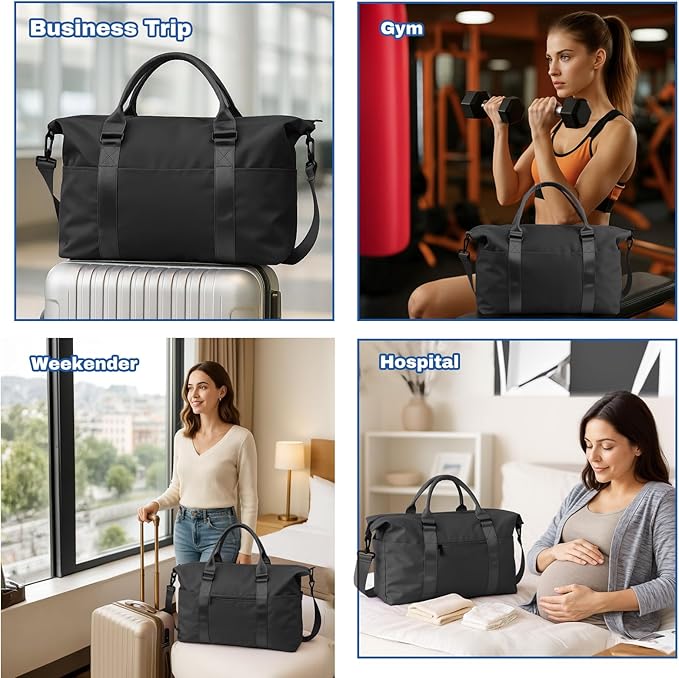 Weekender Duffel Bags for Women， Travel Totes Bag for Airplane Essentials, Overnight Bags for Women with Trolley Sleeve, Large Carry On Hospital Bag for Labor and Delivery, Sport, Gym