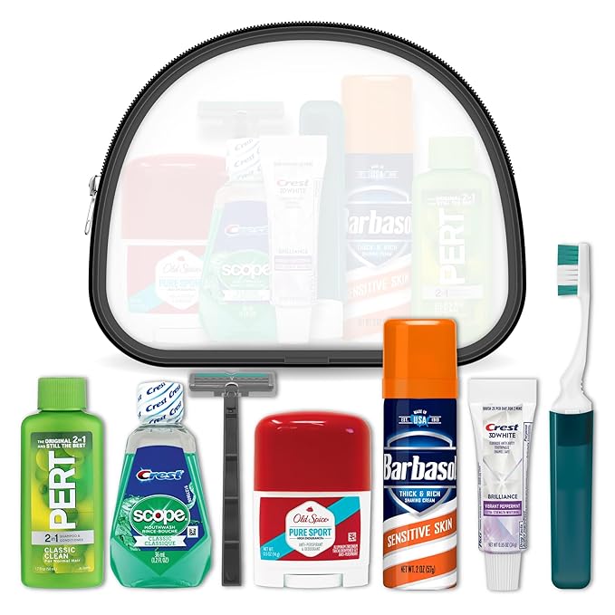 Handy Solutions Men's 9 Piece Premium TSA Compliant Travel Kit with Mouthwash