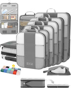 10 Set Compression Packing Cubes for Travel Essentials,Compressible Expandable Packing Cubes for Suitcase,OlarHike Luggage Organizer Bags for Travel,Handy Helper for Organizing Clothes(Gray)