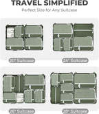 Percover Compression Packing Cubes 8-Piece Set, Packing Cubes Compression for Travel with Laundry Bag & Shoe Bag, Travel Organizer for Carry On & Checked Luggage, Green