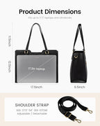 LOVEVOOK 17 Inch Laptop Bag for Women - Stylish Laptop Tote Bag with Wristlet & Vintage Work Bags for Women, Durable and Spacious Design, Black
