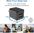 USB Wall Charger, Dual Port USB Cube Power Adapter Charger Plug Block Charging Box, Dual Port Wall Fast Charging Adapter, Compatible for i Phone 14 13 12 11，Black