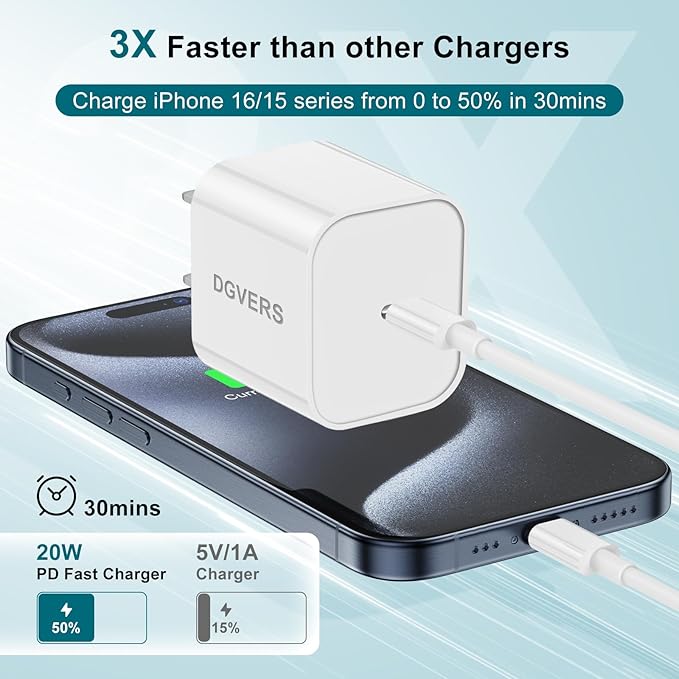 Fast Charger for iPhone 17 16 15 Charger Fast Charging 3Pack, 3+6+10ft USBC to USBC Cable Cord &20W Type C Block for iPhone 17/17 Air/17 Pro Max/17 Pro/16 15 Pro Max/Pro/Plus,iPad Pro/Air/Mini