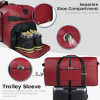 Fmeida 65L Duffle Bag with Shoes Compartment, Foldable Travel Duffel Bags for Men Women, Large Packable Travel Bag Water Repellent & Tear Resistant (Red)