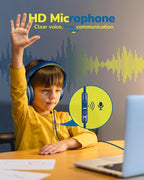 awatrue Kids Headphones for School Travel, 85/94dB Safe Volume Limit, 3.5mm Jack, HD Mic, Portable Wired Headphone with Shareport, Stereo Sound On-Ear Headphones for Toddler Kids Girls Boys Bluegreen