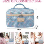 Gosect Large Makeup Bag, Cute Cosmetic Bag for Women Girls, Floral Coquette Aesthetic Toiletry Bag, Travel Make Up Organizer Bag (Blue Butterfly)