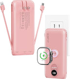 Portable Charger, 10000mAh 22.5W Power Bank Fast Charging with Wall Plug, Built-in Cables, LED Display, Compact Lightweight USB C Travel Battery Pack for iPhone 17/16, Android Cell Phone, Pad, iWatch