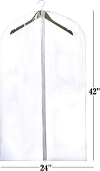 Handy Laundry Clear Vinyl Garment Bag - Protect Your Clothing While Traveling & Dust Free While Hanging in Your Closet. Ideal for Coats, Suits, Dresses or Gowns - Set of 2 (24 X 42 Inches)