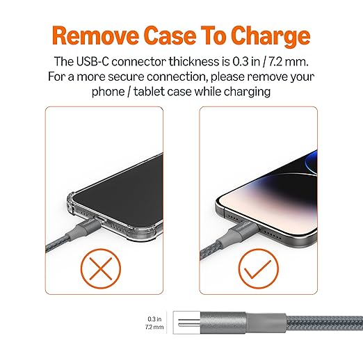 Amazon Basics Nylon Braided USB-C to USB-A 2.0 Fast Charging Cable, 480Mbps Speed, USB-IF Certified, for Apple iPhone 16/15, iPad, Samsung Galaxy, Tablets, Laptops, 10 foot, Dark Grey