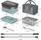 Herrfilk Electric Lunch Box Food Heater 100W, 4 in 1 Ultra Quick Heated Lunch Boxes for Adults 12V/24V/110V/220V Portable Food Warmer for Car/Truck/Office With Fork Spoon and Insulated Carry Bag