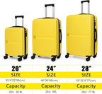 Luggage Set 3 Pieces -Suitcase Set - Luggage with Wheels - Check-in Luggage - PC + ABS Durable Suitcase Rotating Silent Wheels 3-Piece 20/24/28 yellow (yellow)