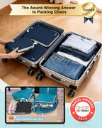 Gonex Compression Packing Cubes, 4pcs Expandable Storage Travel Luggage Bags Organizers (Purplish Blue)