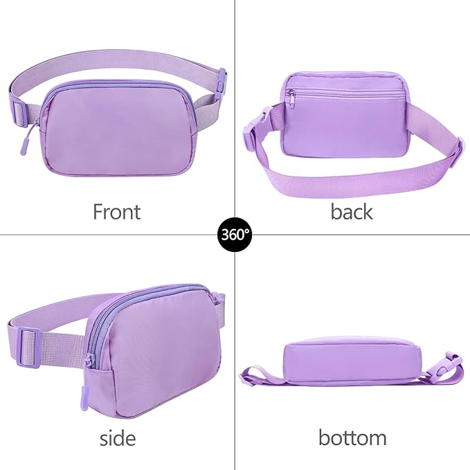 Fanny Pack Crossbody Bag for Women and Men, Belt Bag for Hiking Bum Bag with Adjustable Strap,Casual Cell Phone Pouch?Waist pack for Running Workout Sports Travel Light Purple