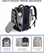 LOVEVOOK Travel Backpack for Women, 40L Carry On Backpack Flight Approved, Large Personal Item Bag Fits 17 inch Laptop, TSA Approved Luggage with 3 Packing Cubes,Waterproof Weekender Gym Essentials