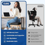 SweetSlubr Seat Cushion for Tailbone Pain Relief, Office Chair Cushion, Memory Foam Large Chair Cushion with Non-Slip Cover for Soft Support at Office Chair, Car Seat, Airplane Black/2X-Large