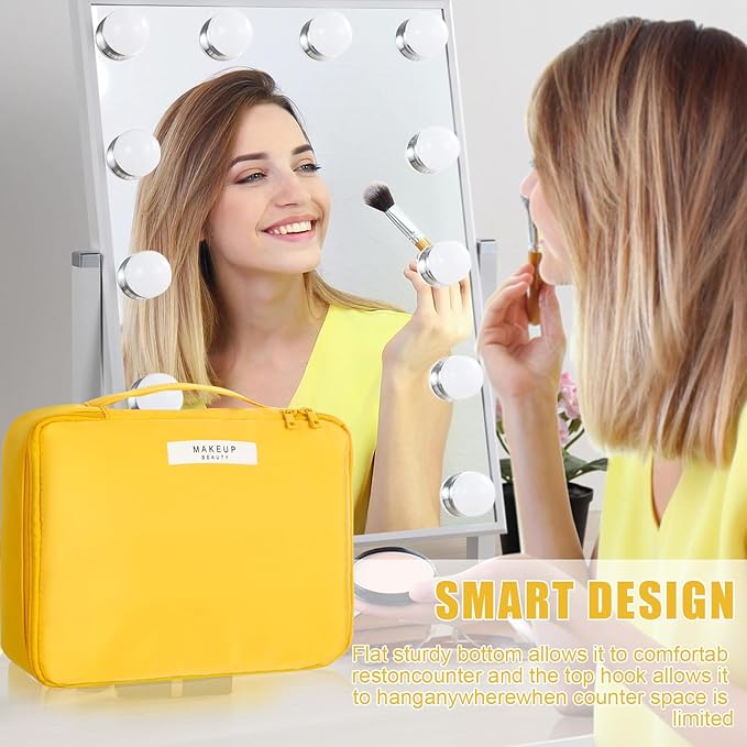 Queboom Travel Makeup Bag Cosmetic Bag Makeup Bag Toiletry bag for women and men (Yellow)